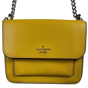 Kate‎ Spade Yellow Leather Crossbody Bag Flap Chain Shoulder Purse